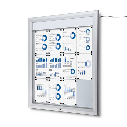 Osvtlen magnetick vitrna Teo, jednokdl, 12 x A4