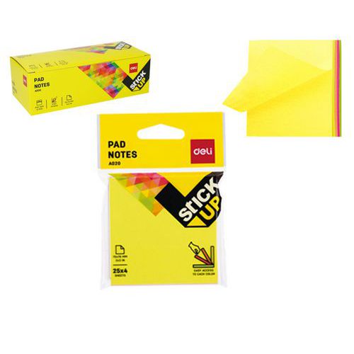 Bloek samolepc DELI STICK UP 76 x 76mm NEON Easy acces, 4x25l