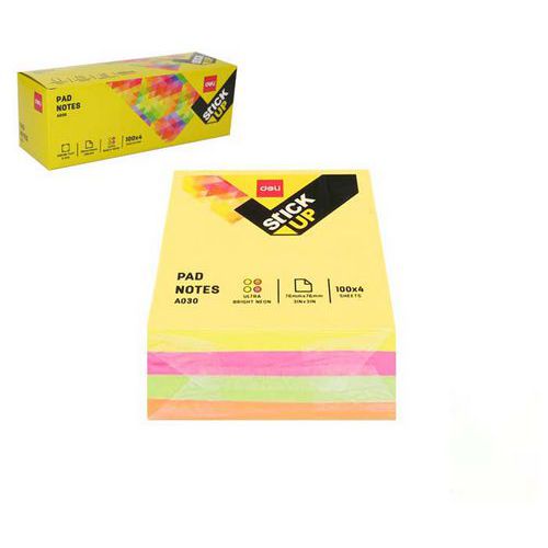 Bloek samolepc DELI kostka STICK UP 76 x 76mm NEON, 4x100l