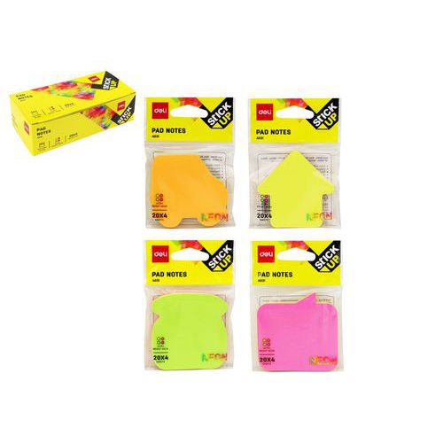 Bloek samolepc DELI STICK UP 69 x 69mm NEON, mix, 4x20l, 12ks