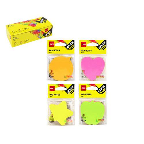 Bloek samolepc DELI STICK UP 69 x 69mm NEON, mix, 4x20l, 12ks