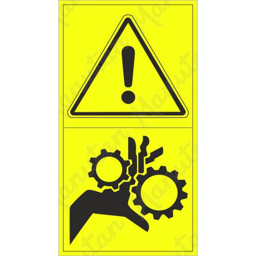 Výstražné tabulky - Výstraha nebezpečí vtažení končetiny ozubenými koly