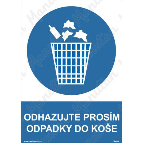 Odhazujte prosm odpadky do koe, samolepka 210 x 297 x 0,1 mm A