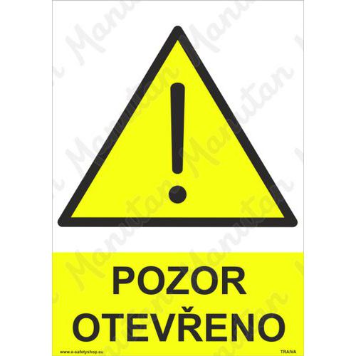 Pozor oteveno, plast 210 x 297 x 0,5 mm A4