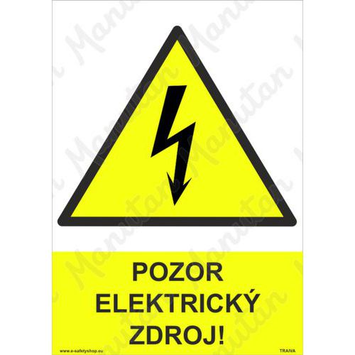 Pozor elektrick zdroj, plast 297 x 420 x 0,5 mm A3