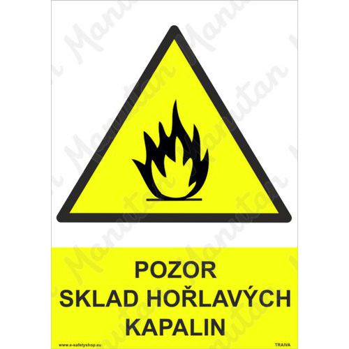 Pozor sklad holavch kapalin, plast 148 x 210 x 0,5 mm A5