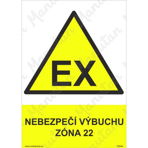 Nebezpe vbuchu zna 22, plast 210 x 297 x 2 mm A4