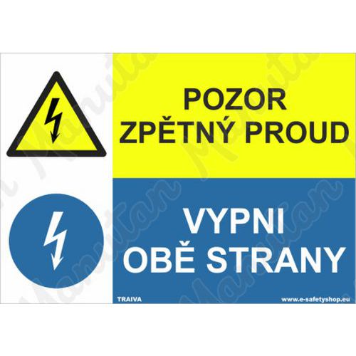 Pozor zptn proud, plast 210 x 148 x 2 mm A5