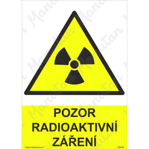 Pozor radioaktivn zen, samolepka 210 x 297 x 0,1 mm A4