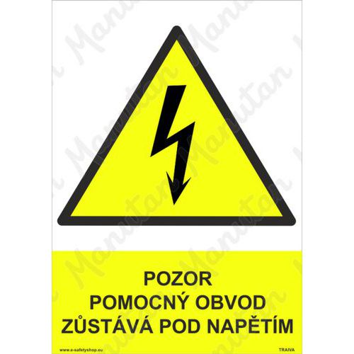 Pozor pomocn obvod zstv pod naptm, plast 148 x 210 x 2 mm