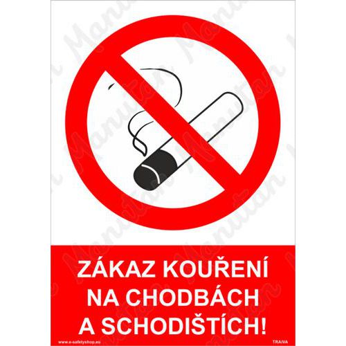 Zkaz kouen na chodbch a schoditch, samolepka 297 x 420 x 0