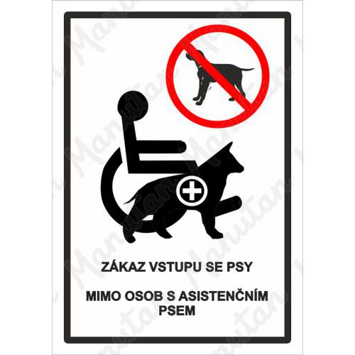 Zkaz vstupu se psy mimo osob s asistennm psem, samolepka 210