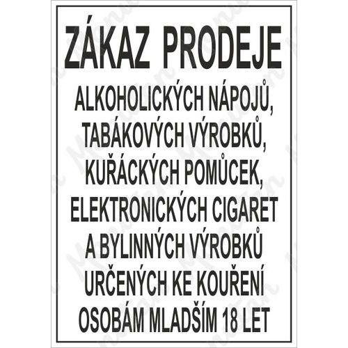 Zkaz prodeje alkoholickch a tabkovch vrobku osobm mladm