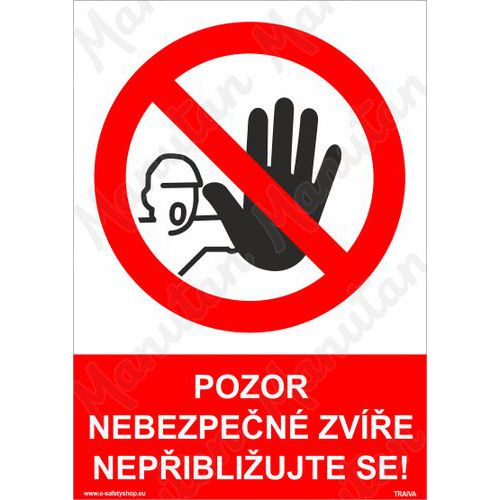 Pozor nebezpen zve nepibliujte se, samolepka 148 x 210 x 0