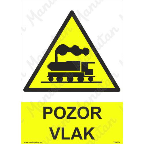 Pozor vlak, plast 148 x 210 x 2 mm A5