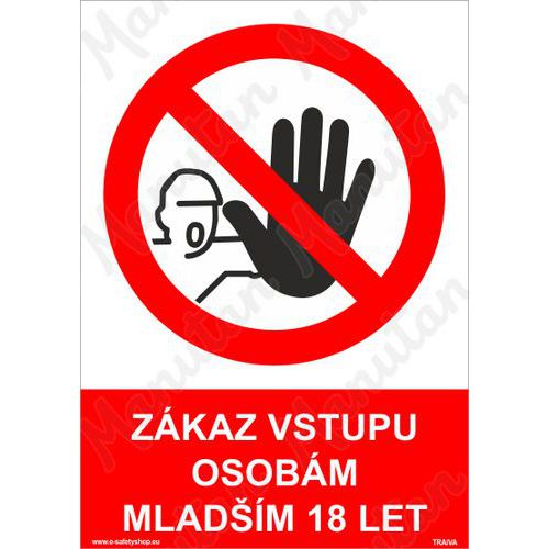 Zkaz vstupu osobm mladm 18 let, plast 210 x 297 x 0,5 mm A4