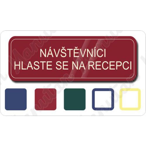 Nvtvnci hlaste se na recepci, samolepka 200 x 70 x 0,1 mm, m