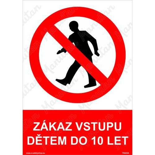 Zkaz vstupu dtem do 10-ti let, plast 148 x 210 x 2 mm A5