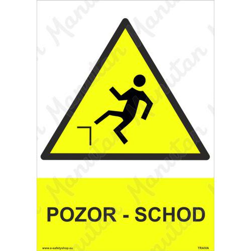 Pozor schod, samolepka 210 x 297 x 0,1 mm A4