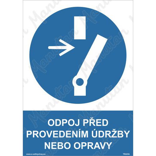 Odpoj ped provedenm drby nebo opravy, plast 148 x 210 x 0,5