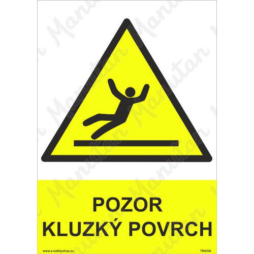 Pozor kluzk povrch, samolepka 148 x 210 x 0,1 mm A5