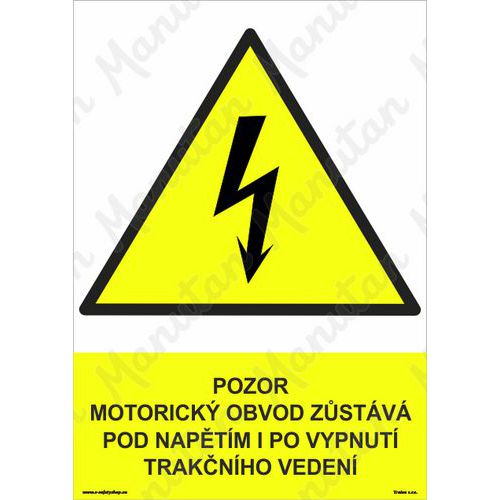 Pozor motorick obvod zstv pod naptm, plast 148 x 210 x 2 m