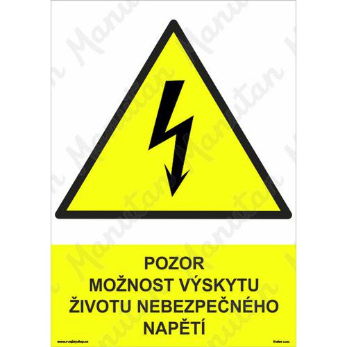 Pozor monost vskytu ivotu nebezpenho napt, plast 210 x 29