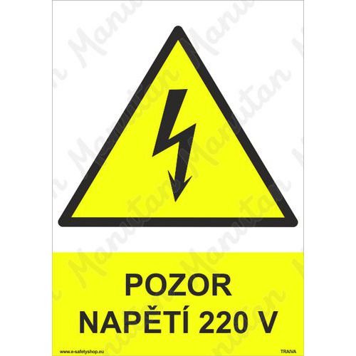 Pozor napt 220 V, plast 210 x 297 x 0,5 mm A4