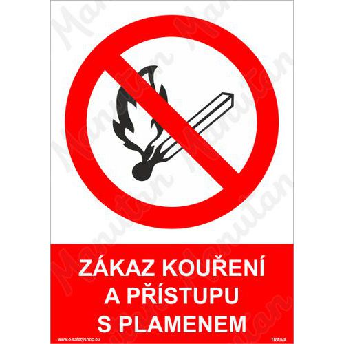 Zkaz kouen a pstupu s plamenem, plast 210 x 297 x 2 mm A4