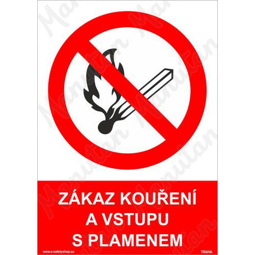 Zkaz kouen a vstupu s plamenem, plast 210 x 297 x 0,5 mm A4