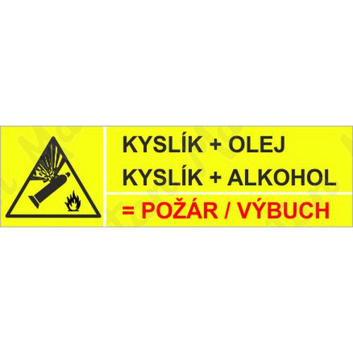 Kyslk + olej, alkohol = vbuch, samolepka 297 x 85 x 0,1 mm