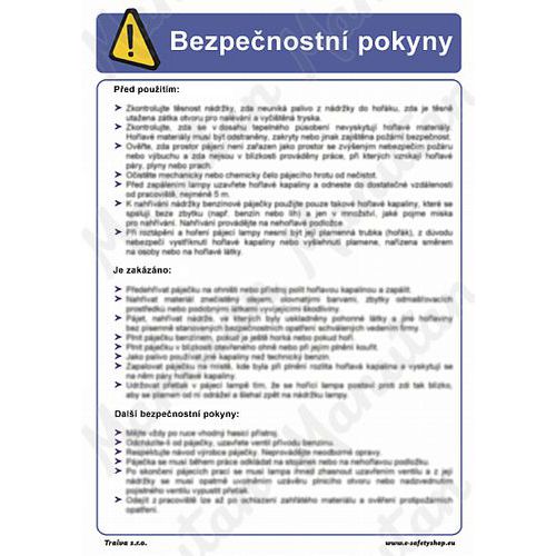 Pro obsluhu benznov pjeky, plast 210 x 297 x 0,5 mm A4