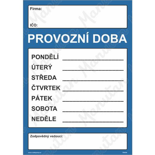 Provozn doba , plast 210 x 297 x 0,5 mm A4