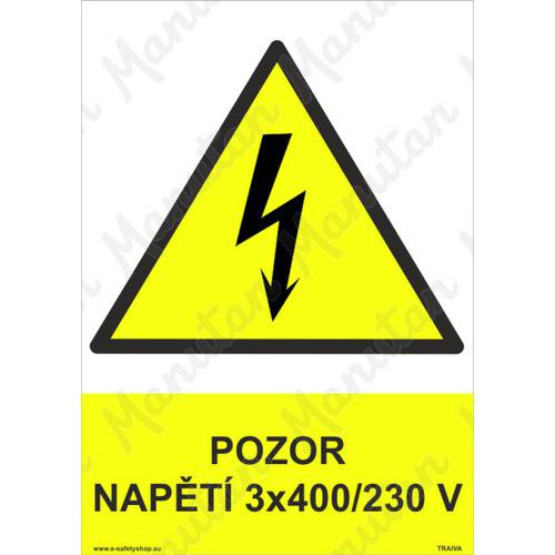 Pozor napt 3 x 400/230 V, samolepka 210 x 297 x 0,1 mm A4