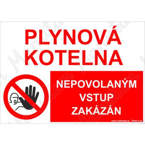 Plynov kotelna nepovolanm vstup zakzn, plast 210 x 148 x 0,5