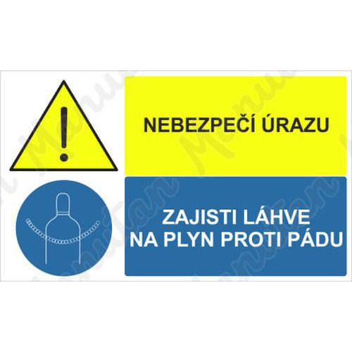 Nebezpe razu zajisti lhve na plyn proti pdu, samolepka 95 x