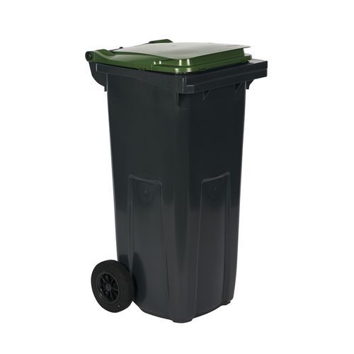 Plastová venkovní popelnice na tříděný odpad, objem 120 l, šedá/zelená