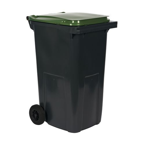 Plastová venkovní popelnice na tříděný odpad, objem 240 l, šedá/zelená