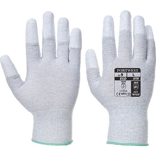 Antistatick rukavice PU Fingertip, ed, vel. L