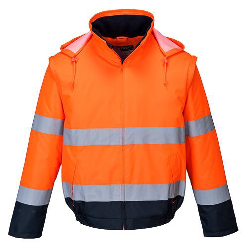 Reflexn nepromokav bunda Essential Hi-Vis 2v1, oranov/modr,