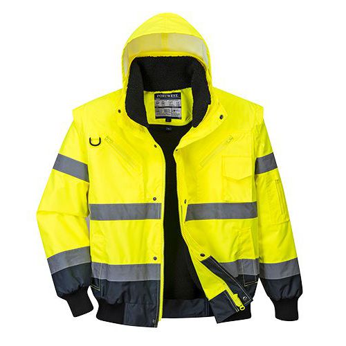 Reflexn nepromokav bunda Bomber Contrast Hi-Vis, lut/tmav m