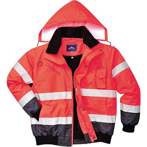 Reflexn nepromokav bunda Bomber Contrast Hi-Vis, erven/tmav