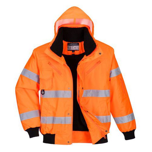 Reflexn nepromokav bunda Bomber Hi-Vis 3v1, oranov, vel. S