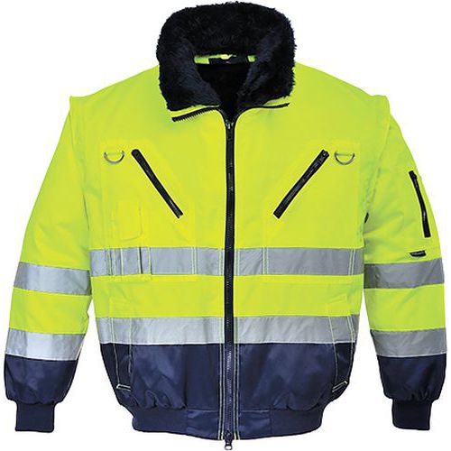 Reflexn nepromokav bunda Hi-Vis 3v1, lut/modr, vel. M