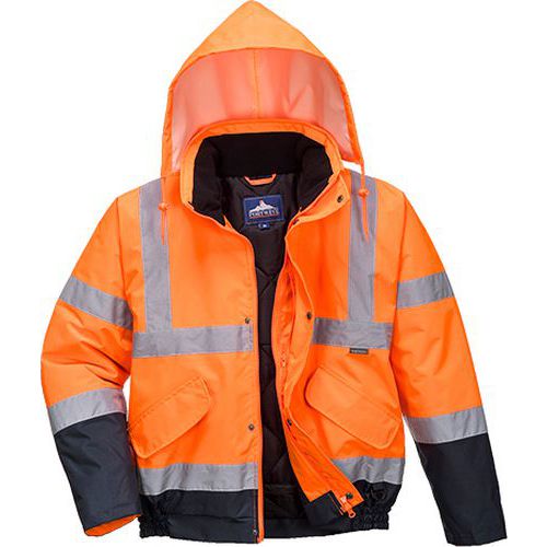 Reflexn nepromokav bunda bomber Hi-Vis, oranov/modr vel. S