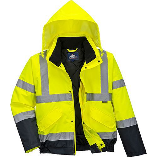 Reflexn nepromokav bunda bomber Hi-Vis, lut/modr, vel. M