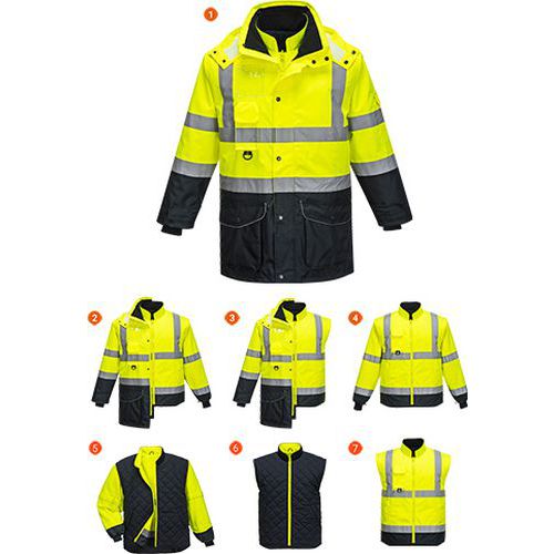 Reflexn nepromokav bunda Contrast Traffic 7v1 Hi-Vis, lut/mo