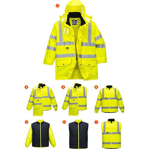 Reflexn nepromokav bunda Traffic Hi-Vis 7v1, lut, vel. 5XL