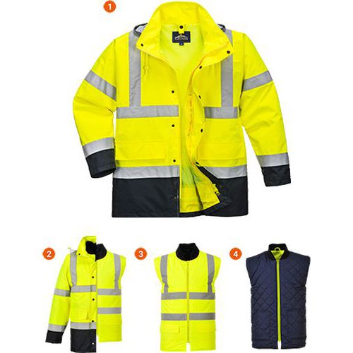 Reflexn nepromokav bunda Silver Traffic 4v1 Hi-Vis, lut/modr