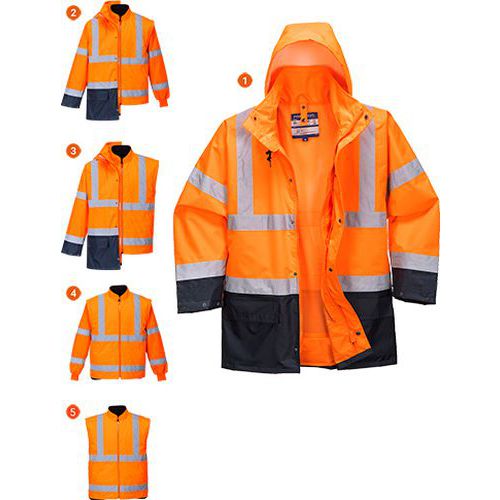 Reflexn nepromokav bunda Essential Hi-Vis 5v1, oranov/modr,